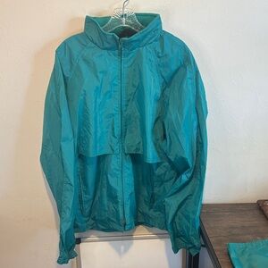 Vintage Eddie Bauer Packable Windbreaker Teal Men’s Large Golf/Outdoor